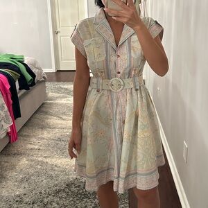 Elegant Pastel Belted Shirt Dress